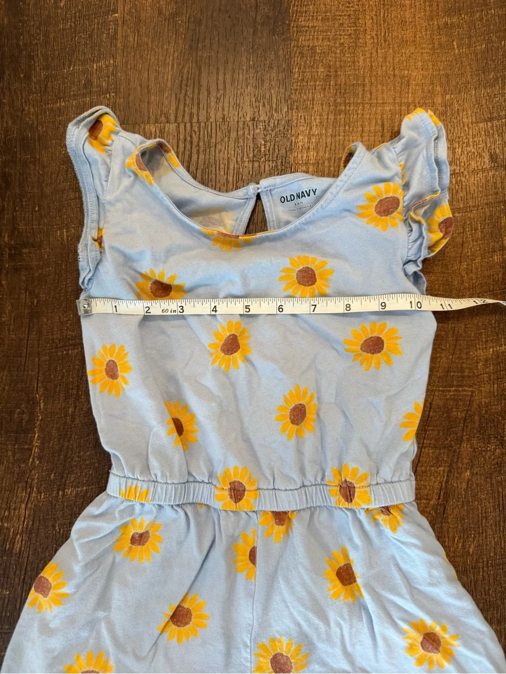 Old Navy girls sleeveless Light Blue Sunflower Print Romper